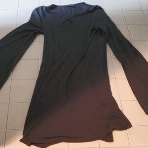 Sexy bell sleeve Grey minidress crisscross neck